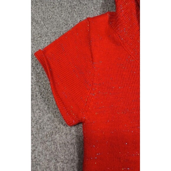 Faded Glory High Mock Neck Shirt Sleeve Sweater Dress Size L 10/12 Red Metallic - Picture 8 of 13